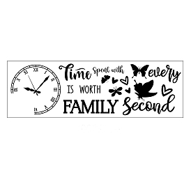 PVC Wall Stickers, for Wall Decoration, Clock Pattern & Word