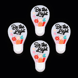 Flowers Print Pattern Silicone Beads, Lamp Bulb