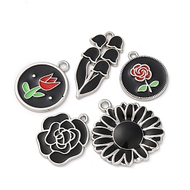 Подвески из эмали и сплава, без свинца и без кадмия, цветочный шарм, платина