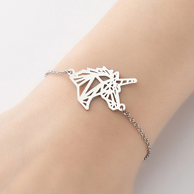 Sweet and Stylish Unicorn Pendant Bracelet for Girls - Cute Cartoon Animal Charm Jewelry