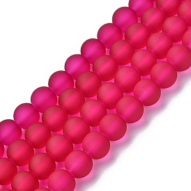 Transparent Glass Beads Strands, for Beading Jewelry Making, Frosted, Round