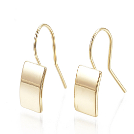 Brass Dangle Earrings, Rectangle, Nickel Free