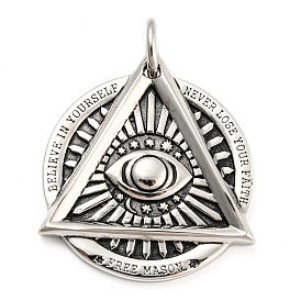 316L Surgical Stainless Steel Pendants, with Jump Ring, Eye of Providence/All-seeing Eye Charm