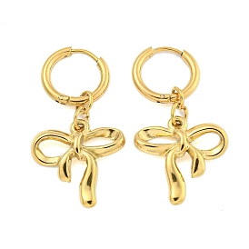 Ion Plating(IP) 304 Stainless Steel Earrings, Bowknot