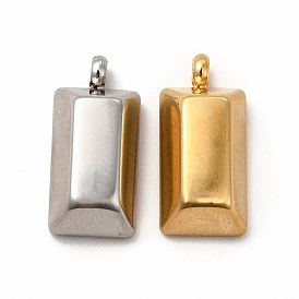Vacuum Plating 304 Stainless Steel Pendants, With Jump Rings, Rectangle