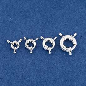 Cierres de anillo de resorte de latón chapado en rack, sin plomo y cadmio, larga duración plateado, anillo