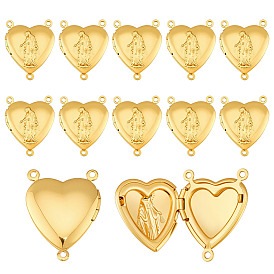 12 шт. латунные подвески-медальоны в форме сердца, долговечный, без кадмия и без свинца, стойки покрытие