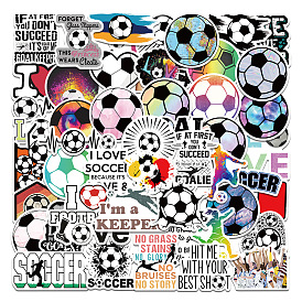 50Pcs Football Themed PVC Self-Adhesive Stickers, Waterproof Ball Decals for Kid's Art Craft