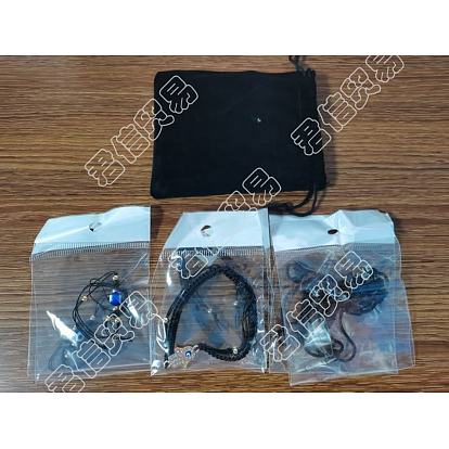 6 pcs 3 bracelets tressés en fils de nylon réglables de style, main hamsa/main de miriam et mauvais œil
