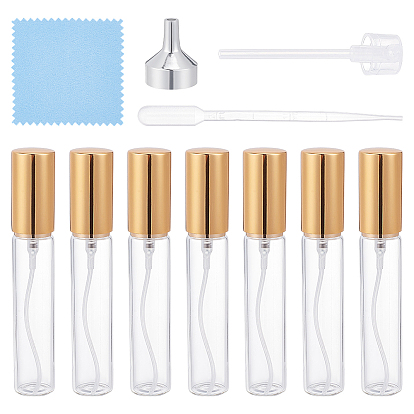 Наборы инструментов, включая 1шт 2мл одноразовую пластиковую капельницу, с 1пластиковым насосом из ПК, 10 шт. пустых переносных стеклянных бутылок-распылителей, 1алюминиевые воронки для ПК, дозатор жидкого порошка, 1Салфетка для полировки ПК