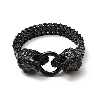304 Stainless Steel Mesh Chain Bracelet with Lion Clasp for Men Women, Ion Plating(IP)