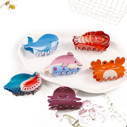 Заколки для волос из пвх, аксессуары для волос для женщин и девочек, морские животные