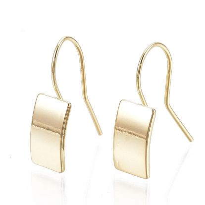 Brass Dangle Earrings, Rectangle, Nickel Free
