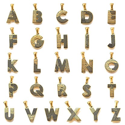 Золотые подвески 304 из нержавеющей стали, образец коры, Письмо ~ Z