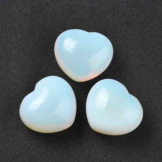 Perles opalite, sans trou, cœur