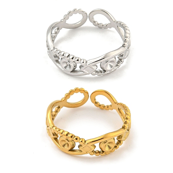 Ионное покрытие (IP) 304 Компоненты открытого манжетного кольца из нержавеющей стали, установка кольца со стразами и подушечкой