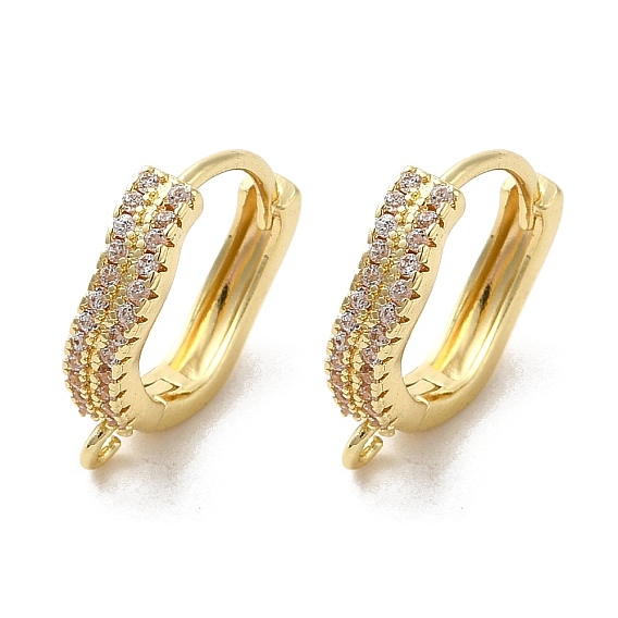 Rack Plating Brass Micro Pave Cubic Zirconia Hoop Findings, with Loop