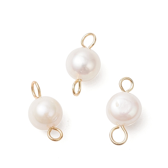 Подвески-подвески из натурального культивированного пресноводного жемчуга с двух сторон полированные, с 304 двойными петлями из нержавеющей стали, кремово-белые