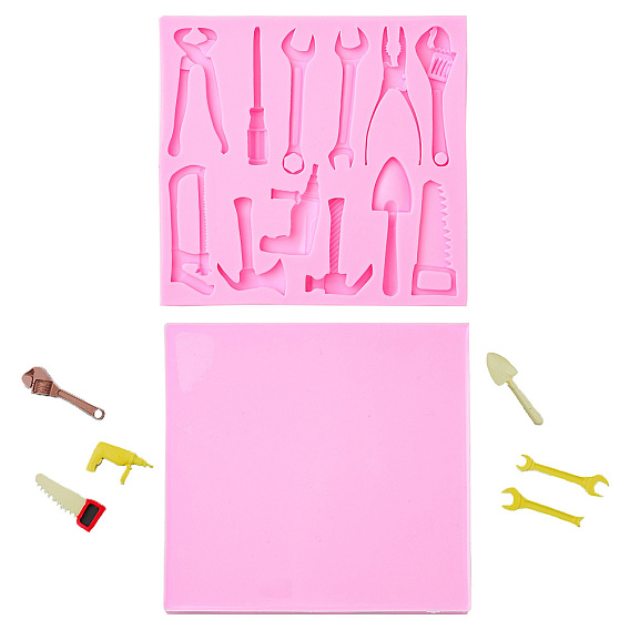 2шт. силиконовые формы для поделок в стиле «инструмент», пила, отвертка, гаечный ключ и молоток