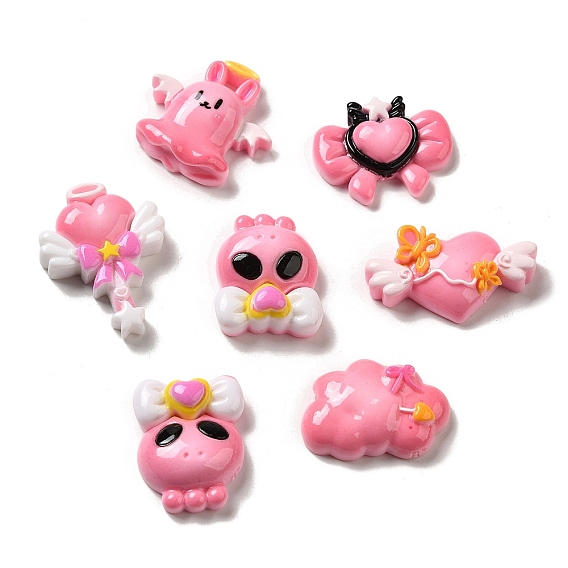 Bowknot Fairy Wand Cloud Opaque Resin Decoden Cabochons, Mixed Shapes