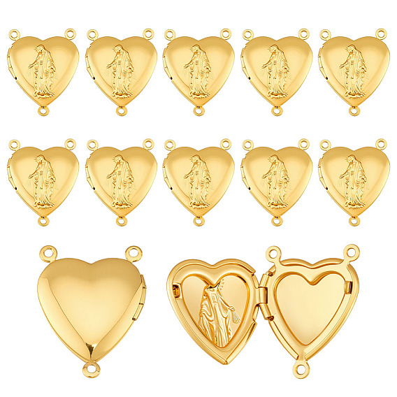 12 шт. латунные подвески-медальоны в форме сердца, долговечный, без кадмия и без свинца, стойки покрытие
