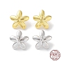 925 Sterling Silver Peg Bails Pin Charms, for Baroque Pearl Making, 5-Petal Flower