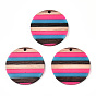 Opaque Resin & Walnut Wood Pendants, Flat Round Charm