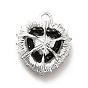 Alloy Glass Pendants, Crystal Rhinestone Heart Charm, Platinum