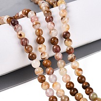 Natural Wood Lace Stone Wooden Jasper Beads Strands, Round