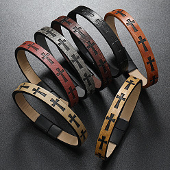 Cross Imitation Leather Flat Cord Bracelet