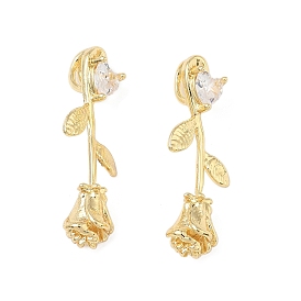 Латунные микро проложить кубического циркония подвески, прелести цветка розы, без свинца и без кадмия, долговечный, стойки покрытие