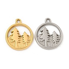 Ионное покрытие (ip) 304 подвески из нержавеющей стали, плоский круглый с подвеской в виде дерева