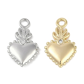 Brass Micro Pave Cubic Zirconia Pendants, Heart