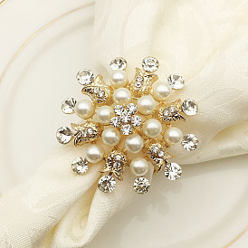 Hotel Christmas snowflake napkin buckle pearl flower napkin ring cloth ring napkin ring cloth ring