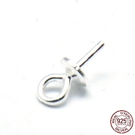 925 pendentif en argent sterling renfloue, pour la moitié de perles percées, 6.5x3mm, Trou: 1mm, pin: 0.7 mm