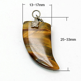 Tiger Eye Pendants, with Brass Findings, Chillies, 13~17x25~33x4mm, Hole: 3mm