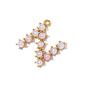 304 подвески из нержавеющей стали, с абс пластмассовой имитационной жемчужиной, ионное покрытие (ip), реальный 18 k позолоченный, зеркальная полировка