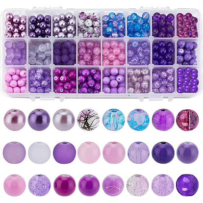 720 pièces 24 perles de verre rondes transparentes dépolies, peintes à la bombe et cuites au four