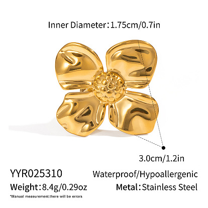 Кольца-манжеты из нержавеющей стали с цветком для женщин, реальный 18 k позолоченный