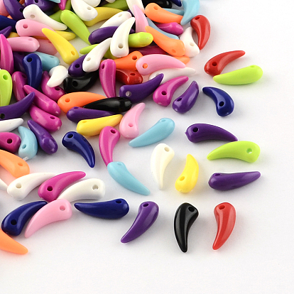 Opaque Acrylic Charms, Ivory/Tusk Shape, 14x6x4.3mm, Hole: 1.5mm, about 2590pcs/500g