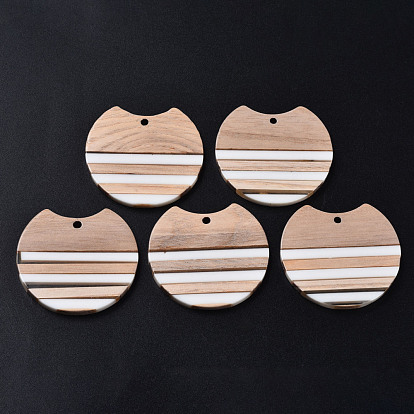 Resin & Wood Pendants, Gap Flat Round