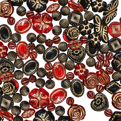 100шт акриловые бусины, разнообразные, золотой металл обвитыми