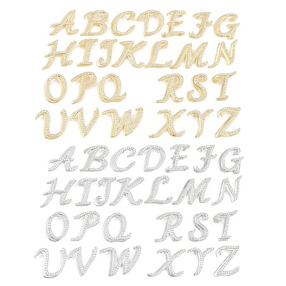 Brass Micro Pave Clear Cubic Zirconia Pendants, Letter Charms, Long-Lasting Plated, Rack Plating, Lead Free & Cadmium Free