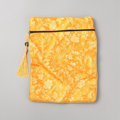 Шелковый чехол для книги сутры в этническом стиле на молнии, сумки с кисточками для хранения Священных Писаний, прямоугольник с рисунком дракона