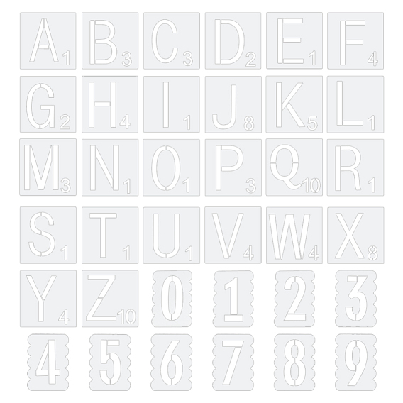 Plastik Zeichnung Schablone, Zeichnungsmaßstab Vorlage, für diy scrapbooking, Buchstabe a ~ z & Nummer 0~9