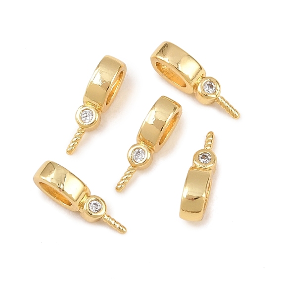 Латунные микро-паве кубические цирконии штифты булавки подвески, за половину пробурено бисера, без свинца и без кадмия, долговечный, стойки покрытие