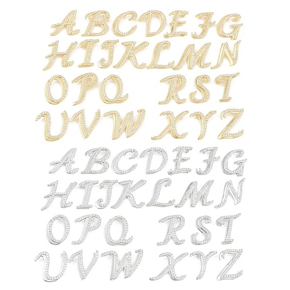Pendentifs en laiton zircon cubique transparent, charmes de lettre, plaqué longue durée, crémaillère plaquage, sans plomb et sans cadmium
