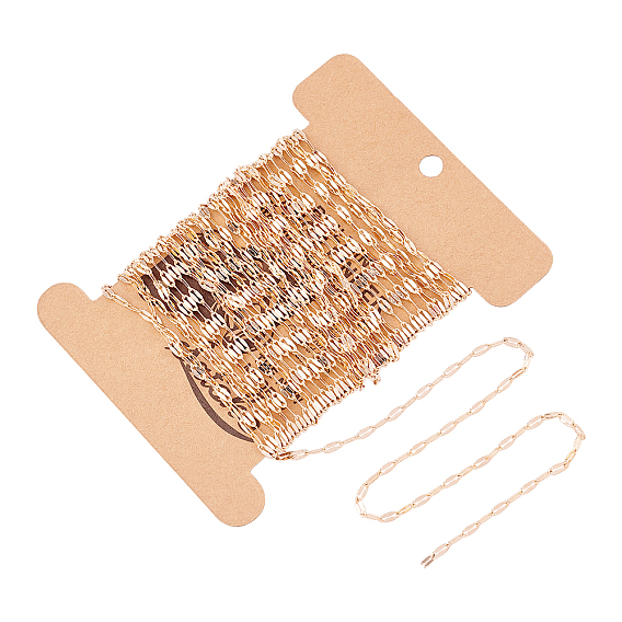 Brass Dapped Chains, with Spool, Soldered, Flat Oval