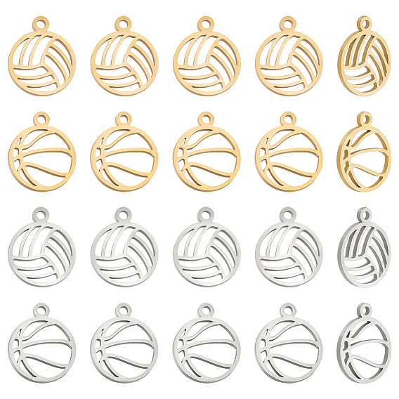 24шт. 4 стили подвески из нержавеющей стали, отрезать, волейбольный шарм