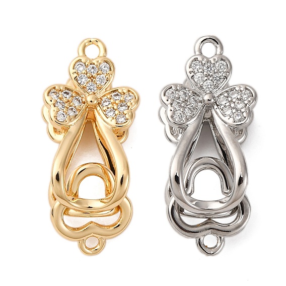 Замки из латуни с микропейвом и прозрачным фианитом, без кадмия, без никеля и без свинца, цветок